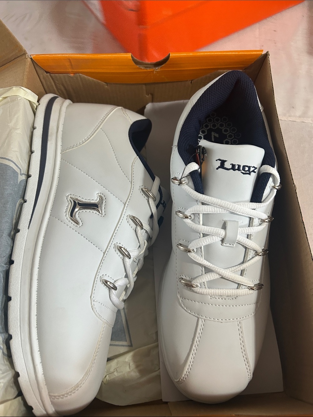 Lugz Men’s White and Navy Lace-Up Casual Sneakers